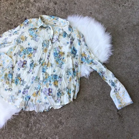 Free People Floral Button Down Top - Picture 2 of 5